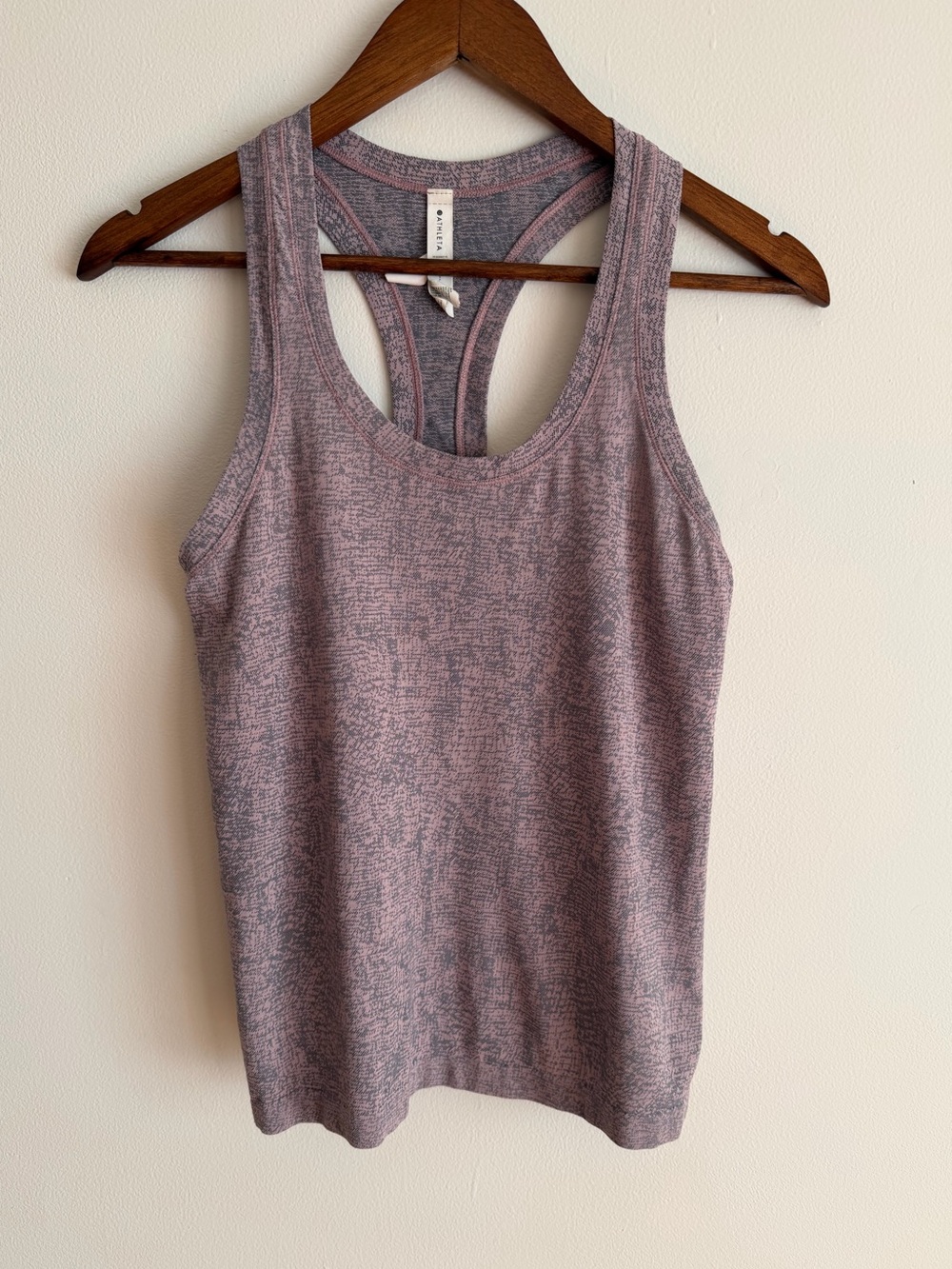 Athleta In Motion Seamless Racerback Tank Top Mauve Heather Grey Small S